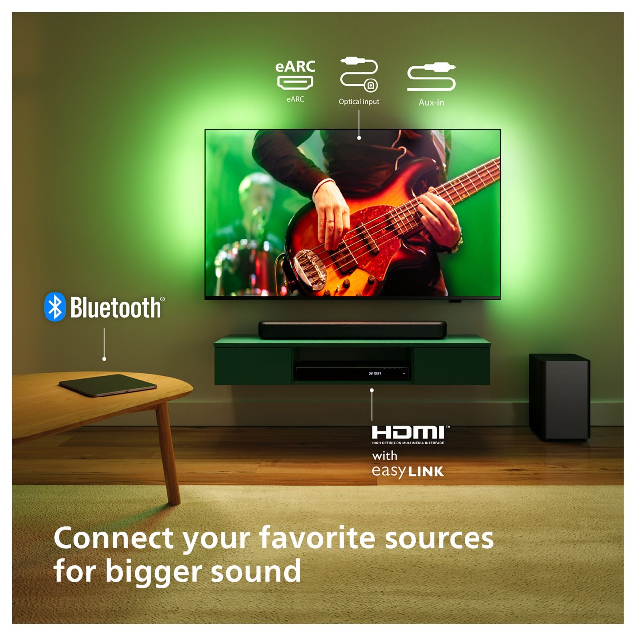 Philips Soundbar 2.1 TAB5309/10 mit kabellosem Subwoofer schwarz
