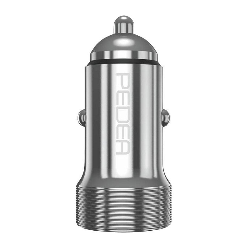 PEDEA 20W USB-C (PD) KFZ-Schnellladegerät 12/24V - 2-Ports Mehrfach Handy-Ladegerät mit USB-C und USB-A, silber