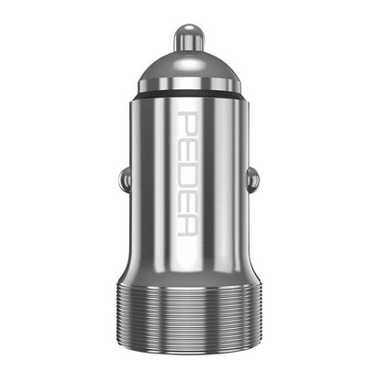 PEDEA 20W USB-C (PD) KFZ-Schnellladegerät 12/24V - 2-Ports Mehrfach Handy-Ladegerät mit USB-C und USB-A, silber