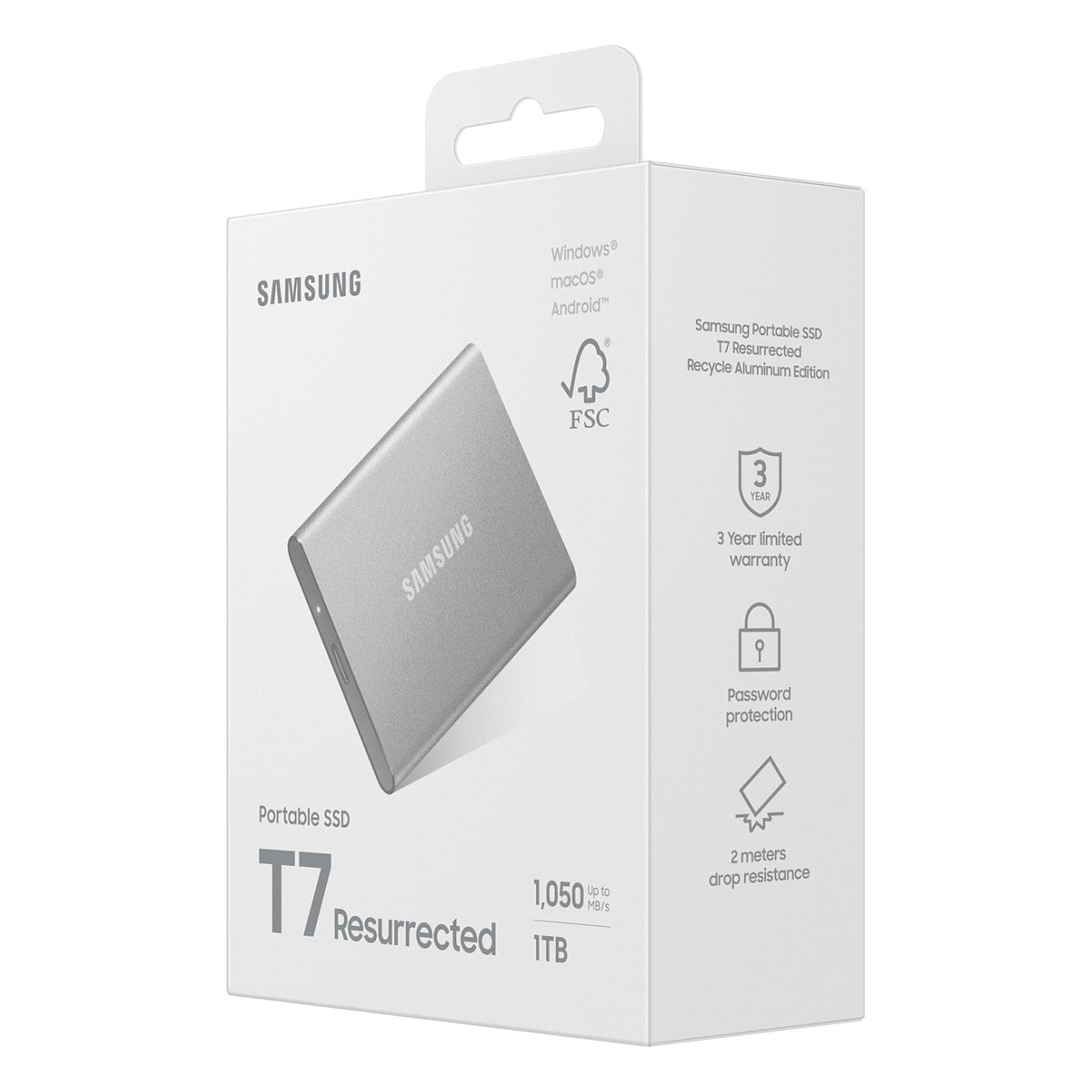 1TB Samsung Portable SSD T7 Resurrected USB-C 3.1 (10Gb/?s) Silber externe Festplatte SSD