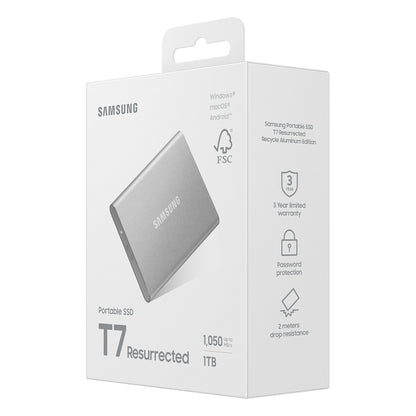 1TB Samsung Portable SSD T7 Resurrected USB-C 3.1 (10Gb/?s) Silber externe Festplatte SSD