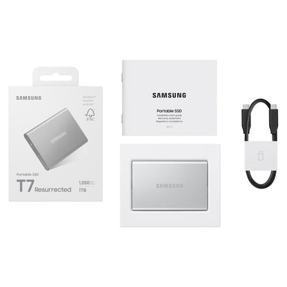 1TB Samsung Portable SSD T7 Resurrected USB-C 3.1 (10Gb/?s) Silber externe Festplatte SSD