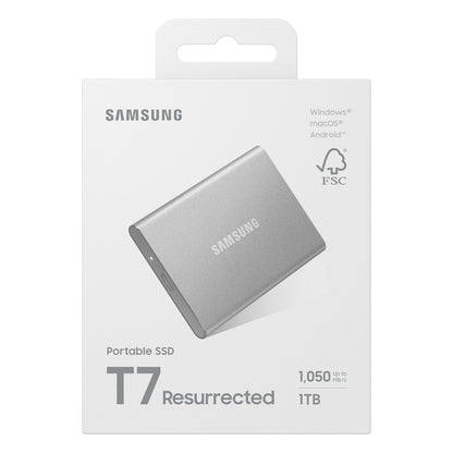 1TB Samsung Portable SSD T7 Resurrected USB-C 3.1 (10Gb/?s) Silber externe Festplatte SSD