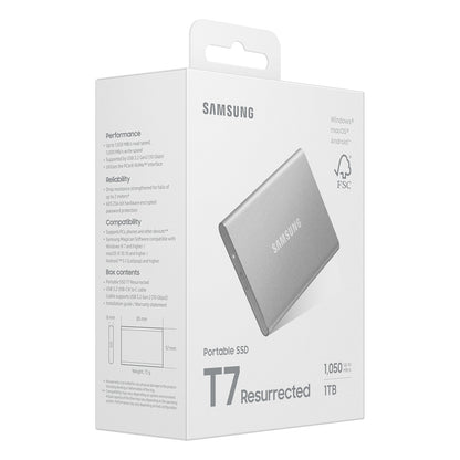 1TB Samsung Portable SSD T7 Resurrected USB-C 3.1 (10Gb/?s) Silber externe Festplatte SSD