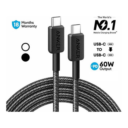 Anker 322 USB-C auf USB-C Kabel 60W 180cm geflochten schwarz