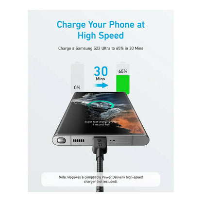 Anker 322 USB-C auf USB-C Kabel 60W 180cm geflochten schwarz