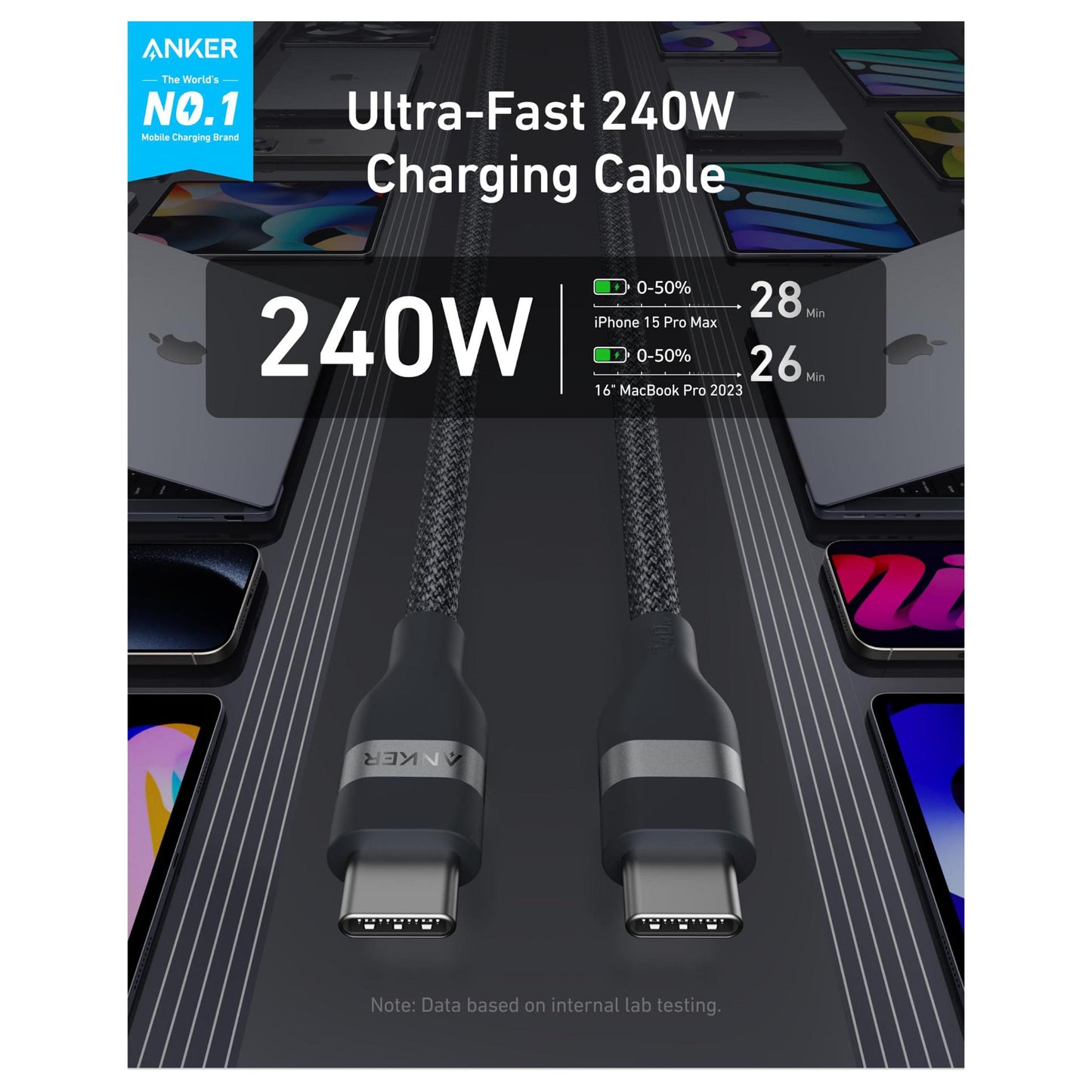 Anker Innovations Anker - USB cable - 24-pin USB-C (M) to 24-pin USB-C (M)
