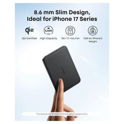 ANKER Nano Powerbank 5.000mAh 15W Slim magnetisch ultra-slim 0,86cm flach Qi2 schwarz