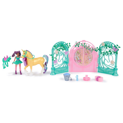 Spinmaster Unicorn Academy - Ava & Einhorn Leaf Stall Spielset mit Farbwechseleffekt