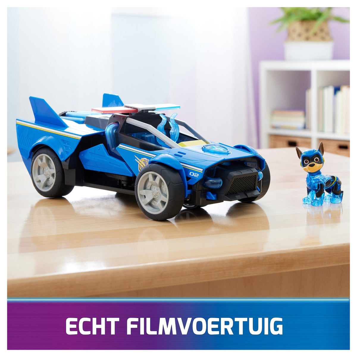 Spinmaster Paw Patrol: Der Mighty Kinofilm, Chases Deluxe Superhelden-Raketenfahrzeug (blau/schwarz, inkl. Chase Figur)