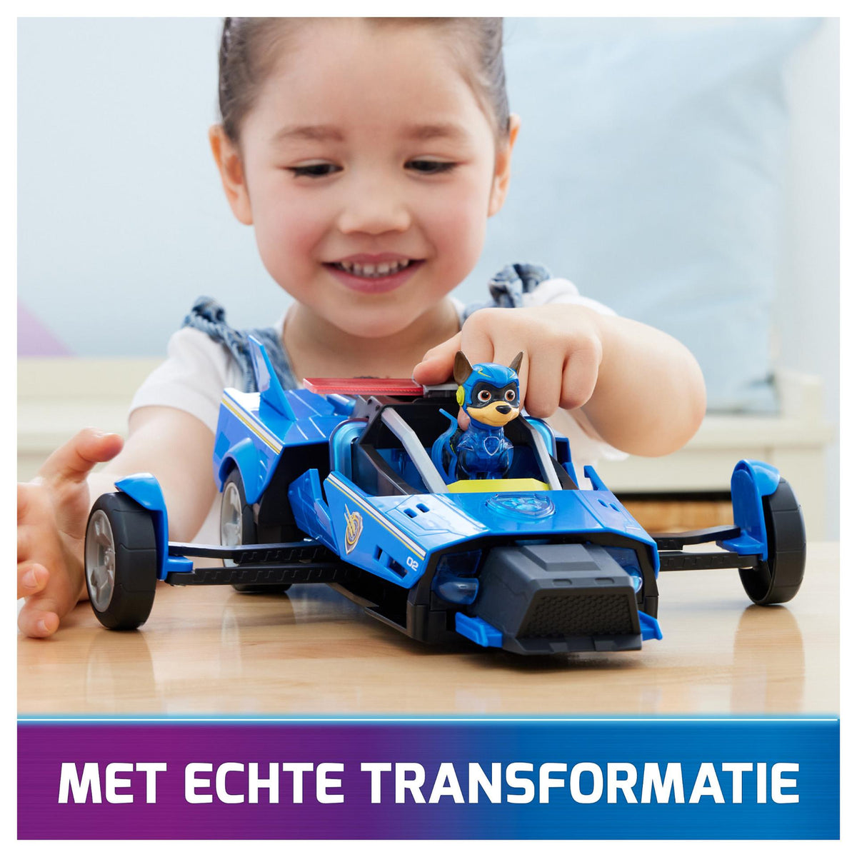 Spinmaster Paw Patrol: Der Mighty Kinofilm, Chases Deluxe Superhelden-Raketenfahrzeug (blau/schwarz, inkl. Chase Figur)