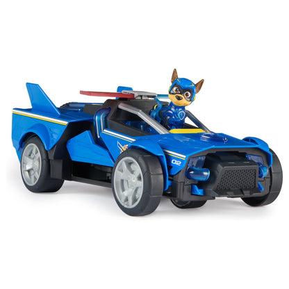Spinmaster Paw Patrol: Der Mighty Kinofilm, Chases Deluxe Superhelden-Raketenfahrzeug (blau/schwarz, inkl. Chase Figur)