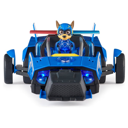 Spinmaster Paw Patrol: Der Mighty Kinofilm, Chases Deluxe Superhelden-Raketenfahrzeug (blau/schwarz, inkl. Chase Figur)