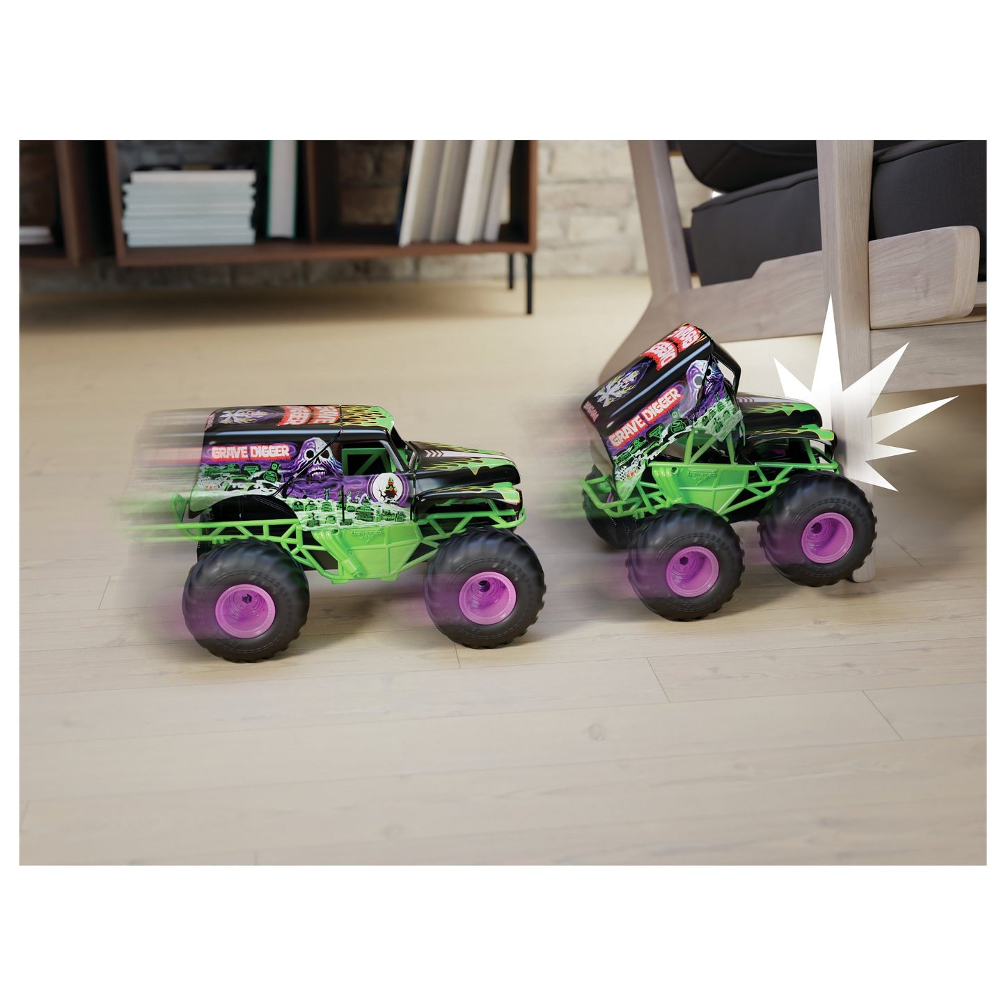 Spinmaster Monster Jam - Smash 'n Bash Grave Digger, (Mastab 1:15)