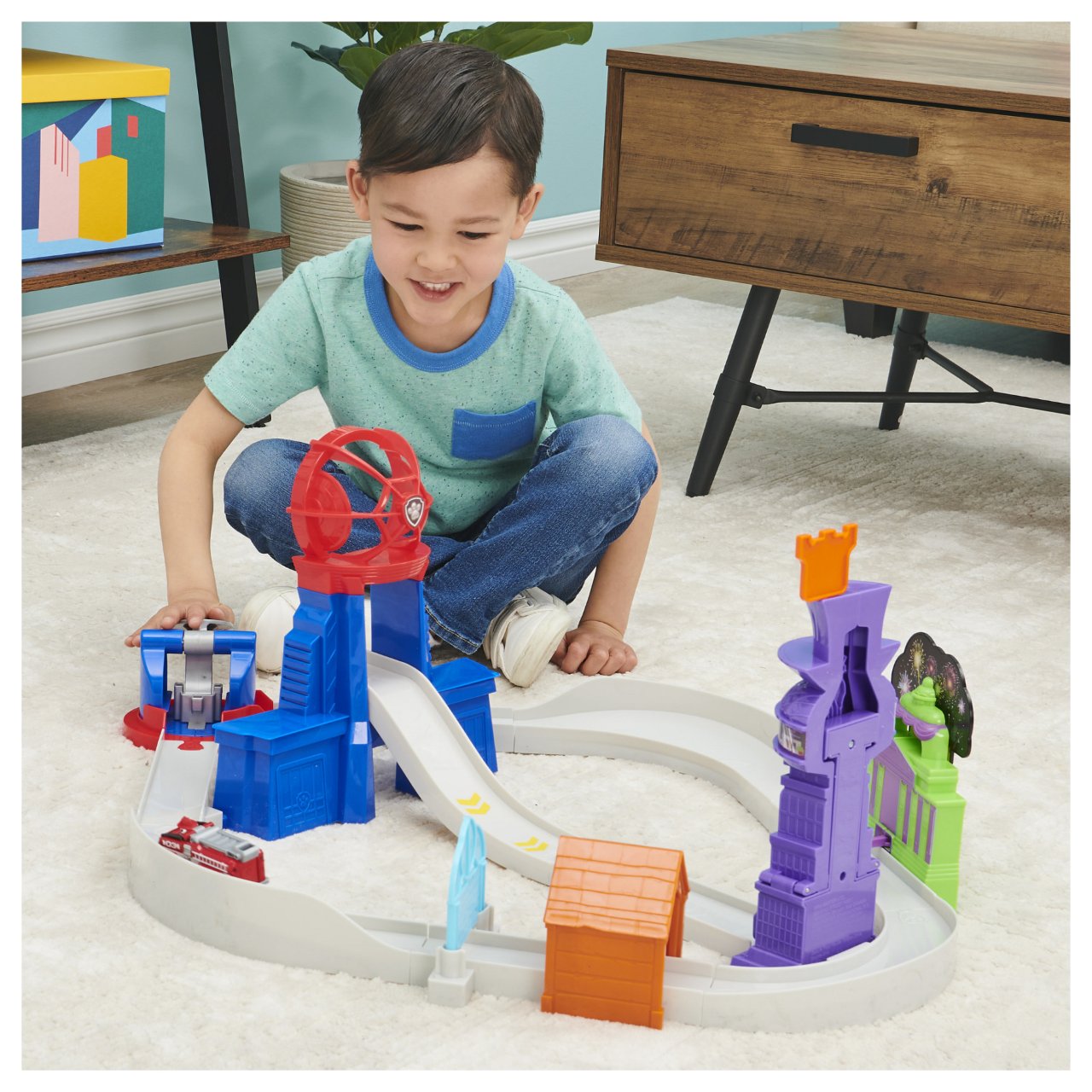 Spinmaster Paw Patrol, True Metal Total City Rescue Movie Rennstrecken-Set (mit exklusivem Marshall-Fahrzeug)