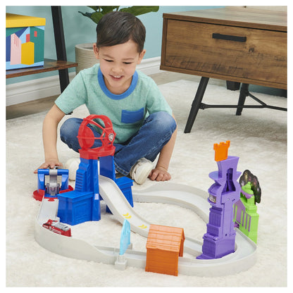 Spinmaster Paw Patrol, True Metal Total City Rescue Movie Rennstrecken-Set (mit exklusivem Marshall-Fahrzeug)