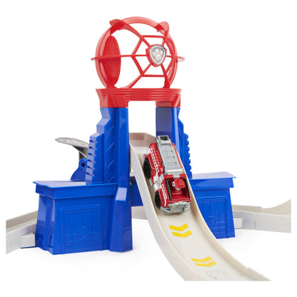 Spinmaster Paw Patrol, True Metal Total City Rescue Movie Rennstrecken-Set (mit exklusivem Marshall-Fahrzeug)