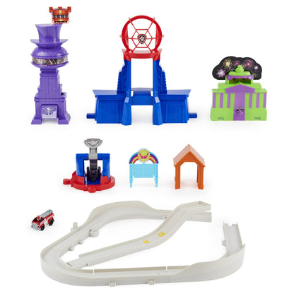 Spinmaster Paw Patrol, True Metal Total City Rescue Movie Rennstrecken-Set (mit exklusivem Marshall-Fahrzeug)