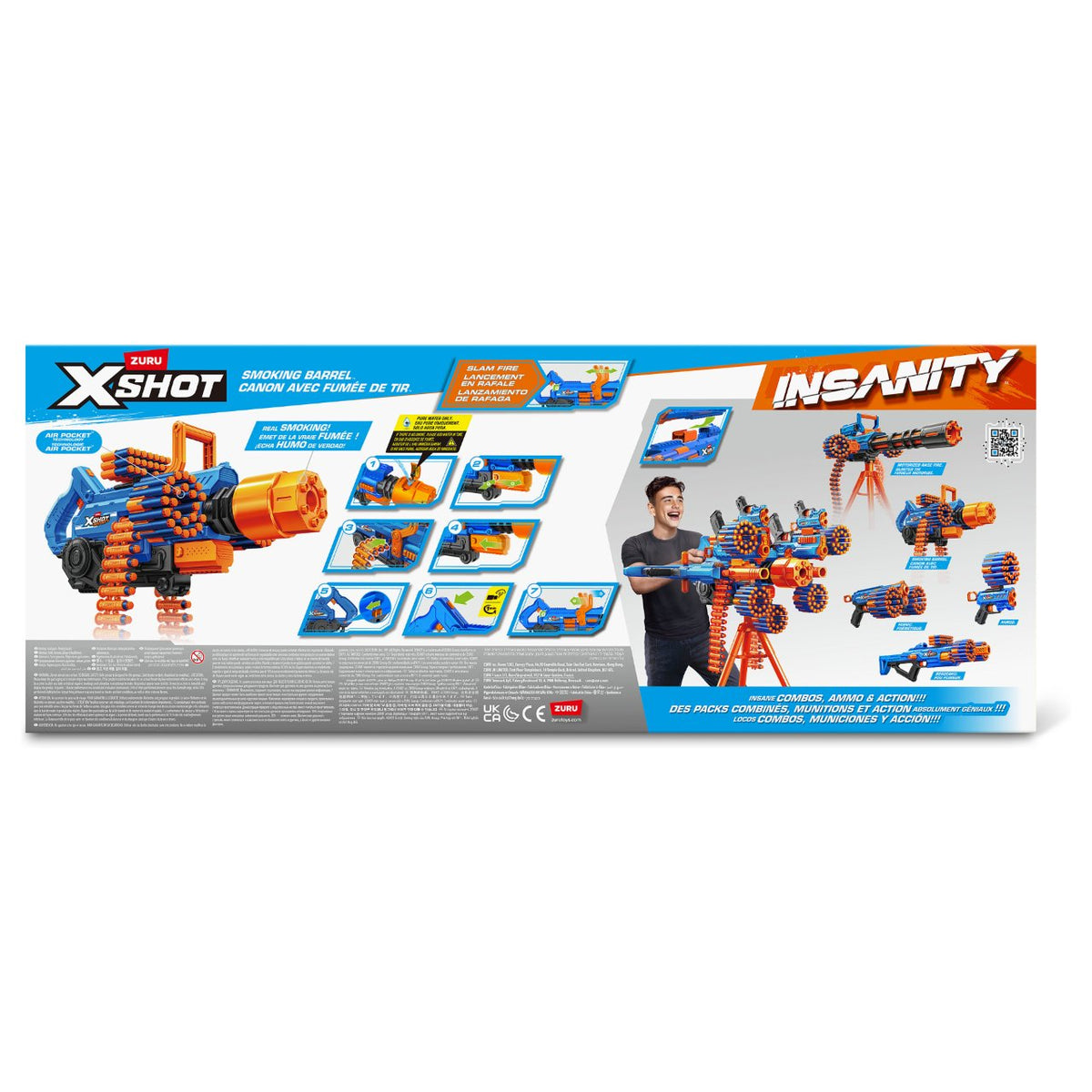 ZURU XSHOT Insanity - Blaster Smoke N Barrel (inkl. 72 Darts)