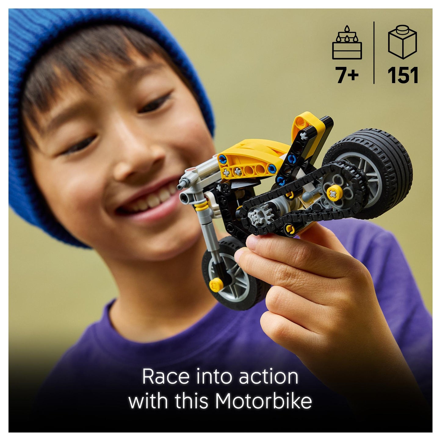 LEGO 42225 Technic Gelbes Motorrad