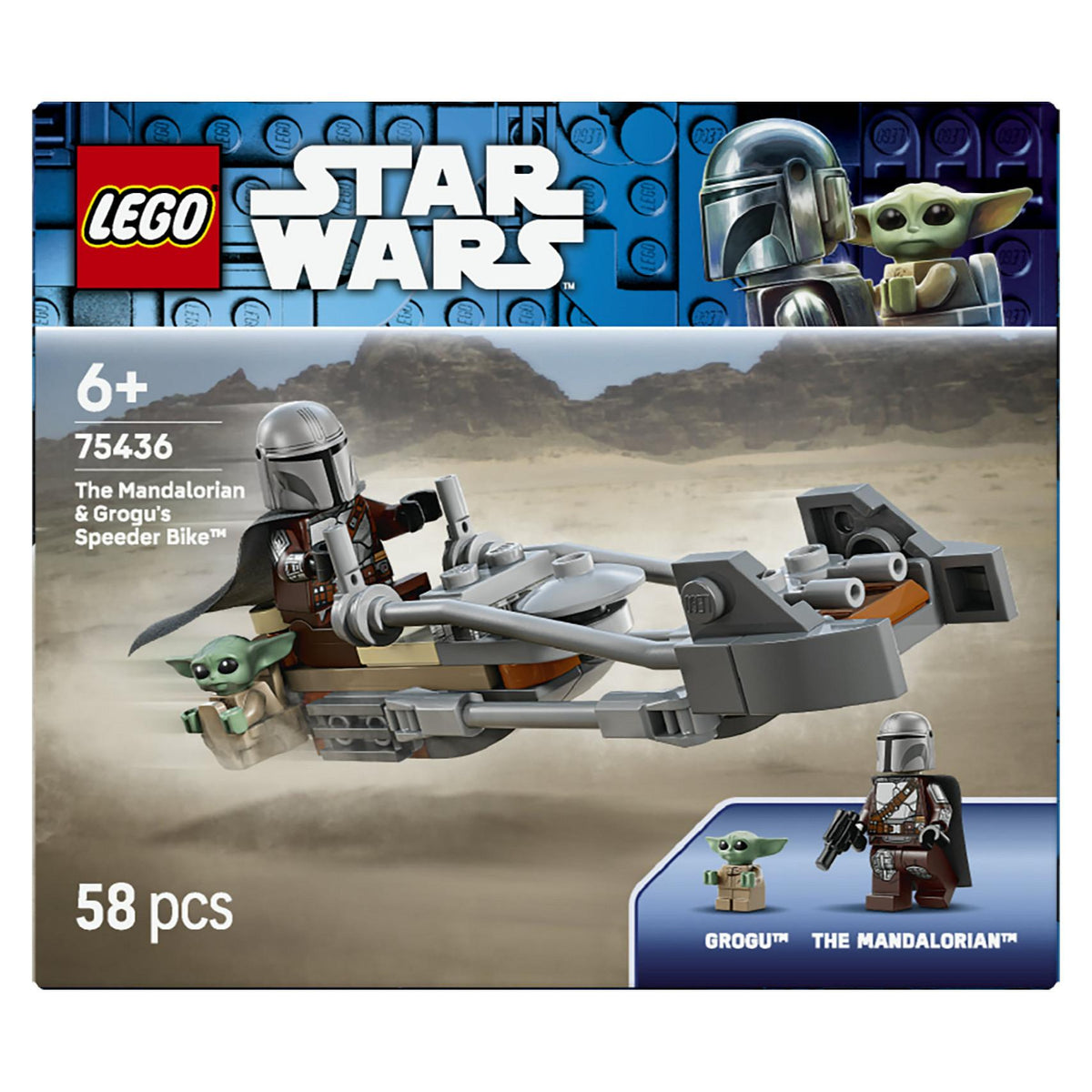 LEGO 75436 Star Wars Der Mandalorianer und Grogu auf ihrem Speeder Bike