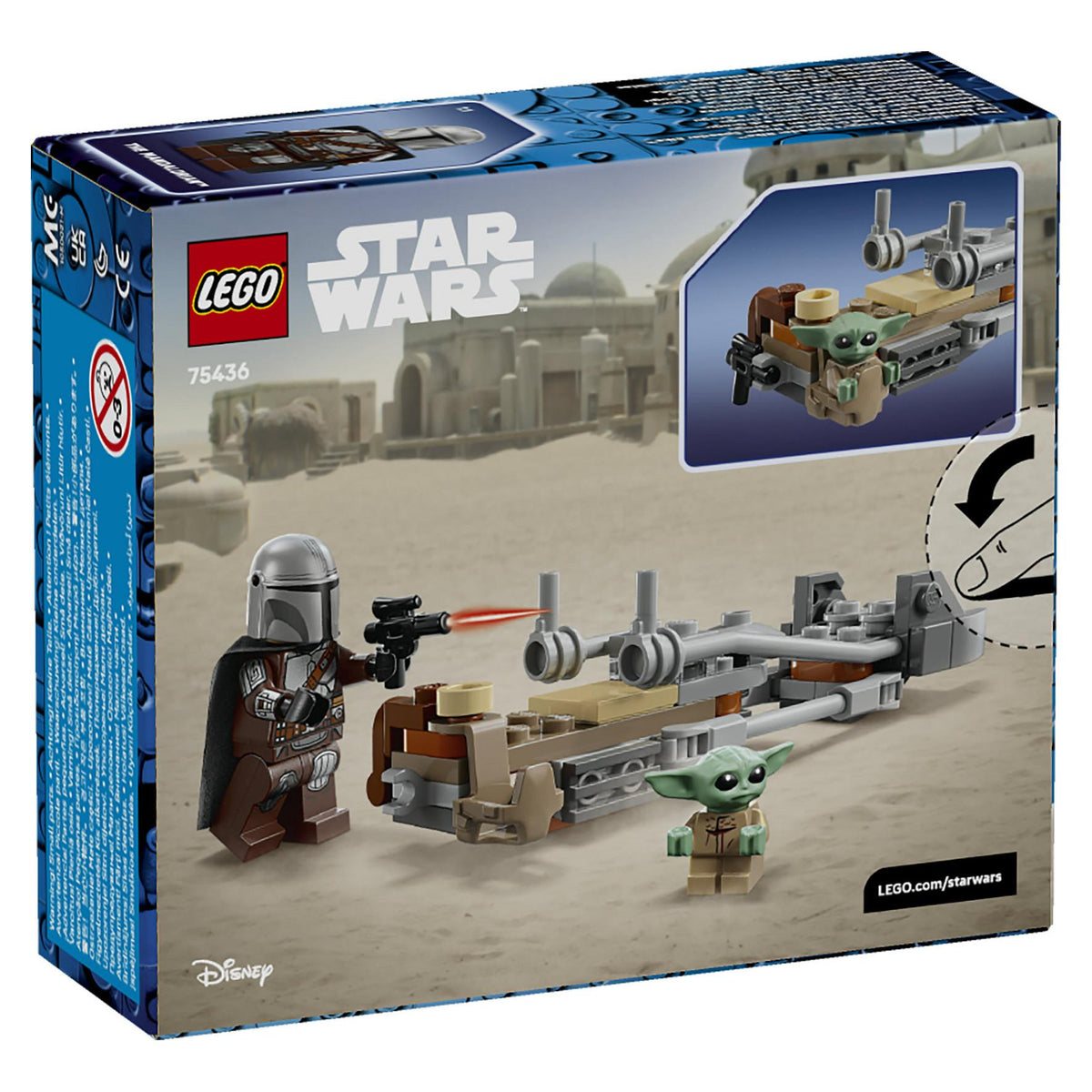 LEGO 75436 Star Wars Der Mandalorianer und Grogu auf ihrem Speeder Bike