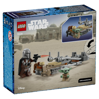 LEGO 75436 Star Wars Der Mandalorianer und Grogu auf ihrem Speeder Bike