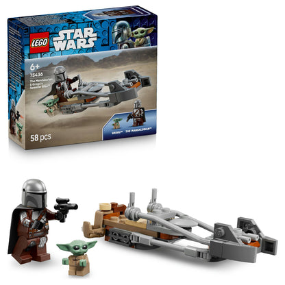 LEGO 75436 Star Wars Der Mandalorianer und Grogu auf ihrem Speeder Bike