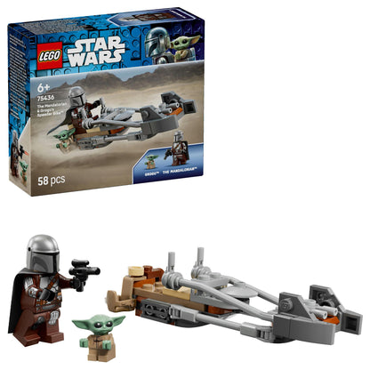 LEGO 75436 Star Wars Der Mandalorianer und Grogu auf ihrem Speeder Bike