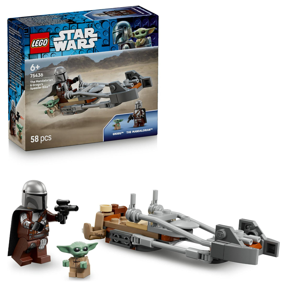 LEGO 75436 Star Wars Der Mandalorianer und Grogu auf ihrem Speeder Bike