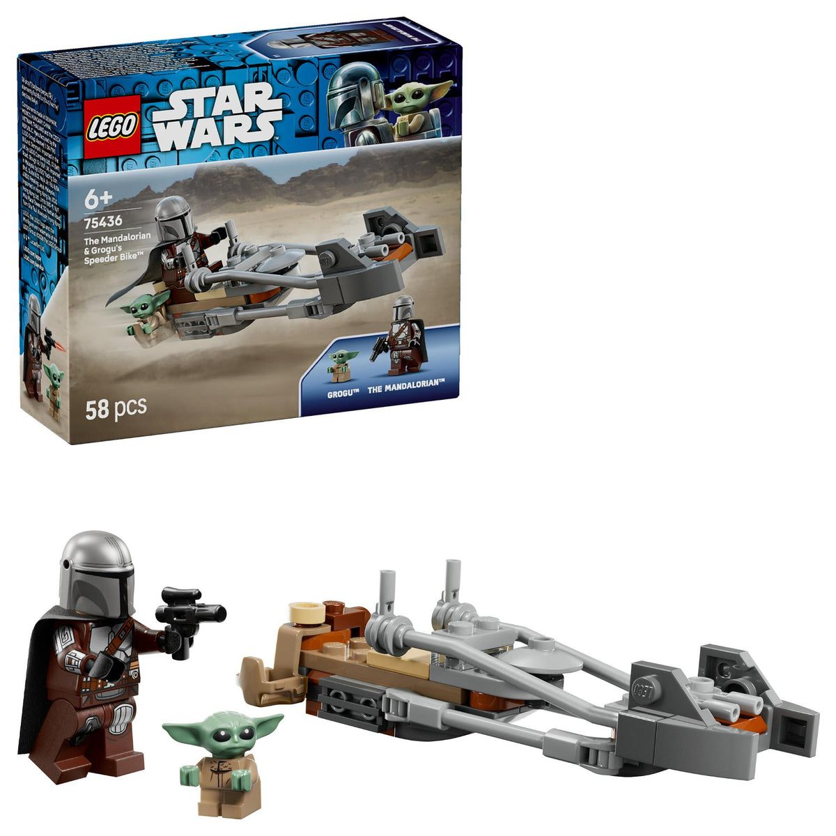 LEGO 75436 Star Wars Der Mandalorianer und Grogu auf ihrem Speeder Bike