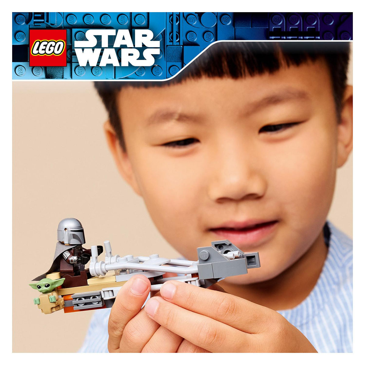 LEGO 75436 Star Wars Der Mandalorianer und Grogu auf ihrem Speeder Bike