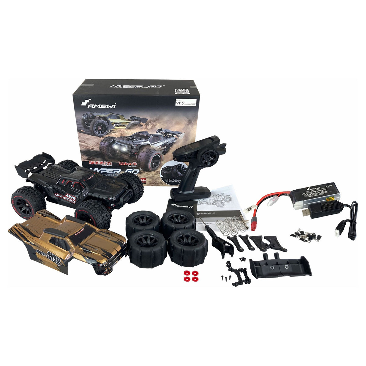 AMEWI Hyper GO Truggy brushless 4WD 1:14 RTR schwarz