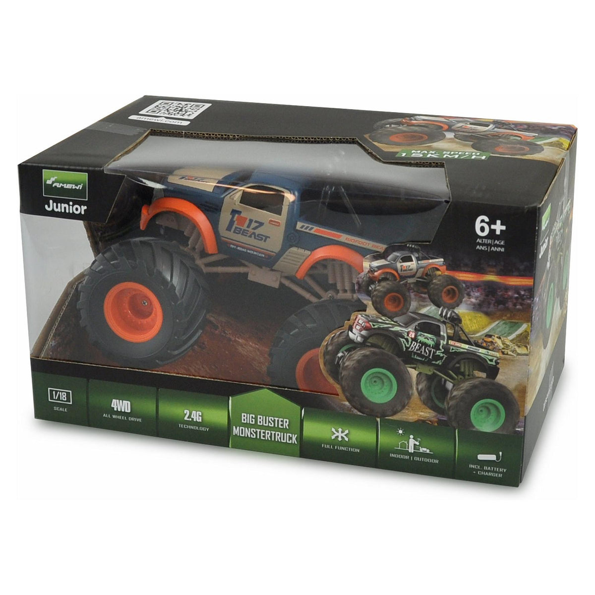 Amewi RC Monstertruck Big Buster 1:18 RTR orange/blau /6+