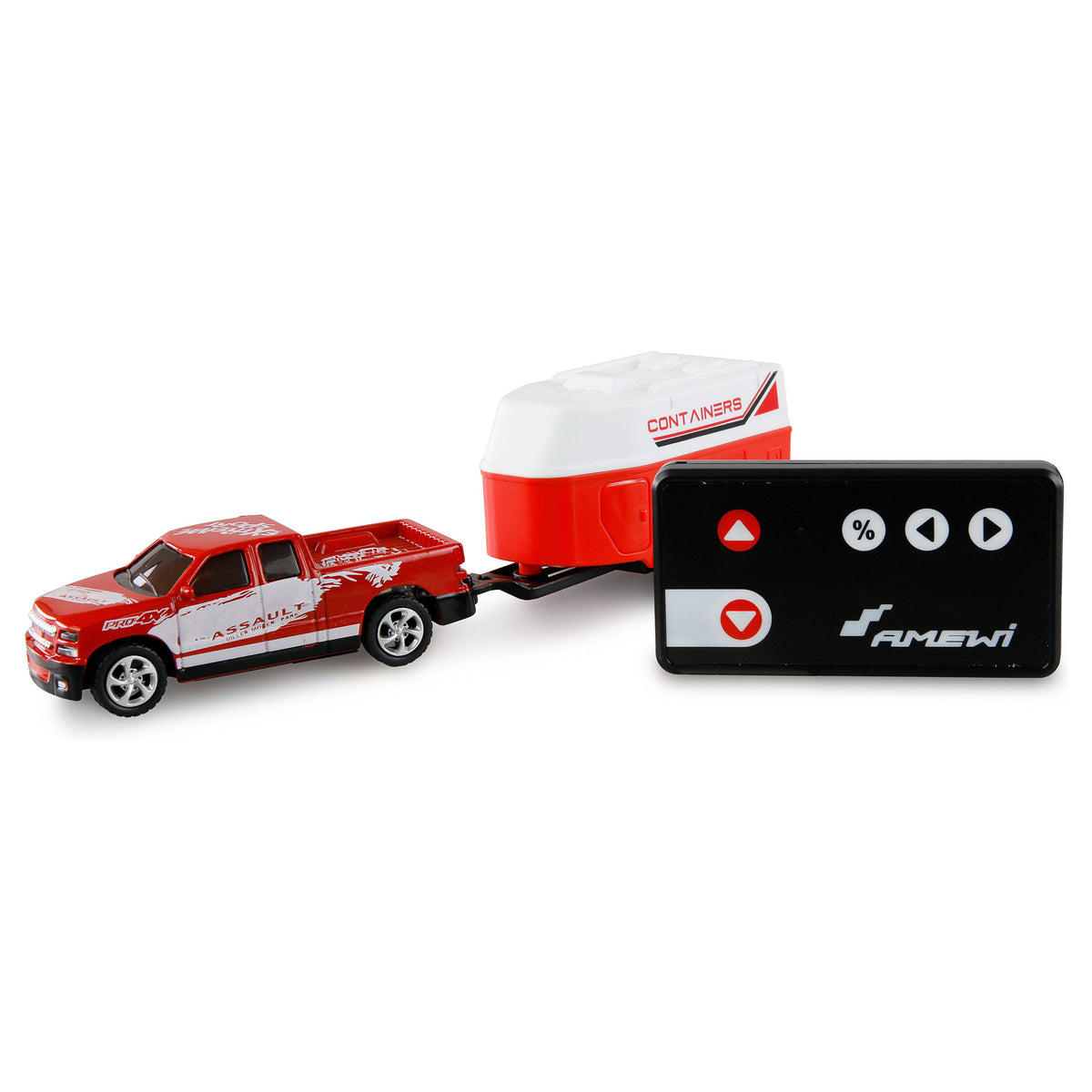 Amewi RC Pickup Die Cast mit Wohnwagen 1:64 RTR rot 6+