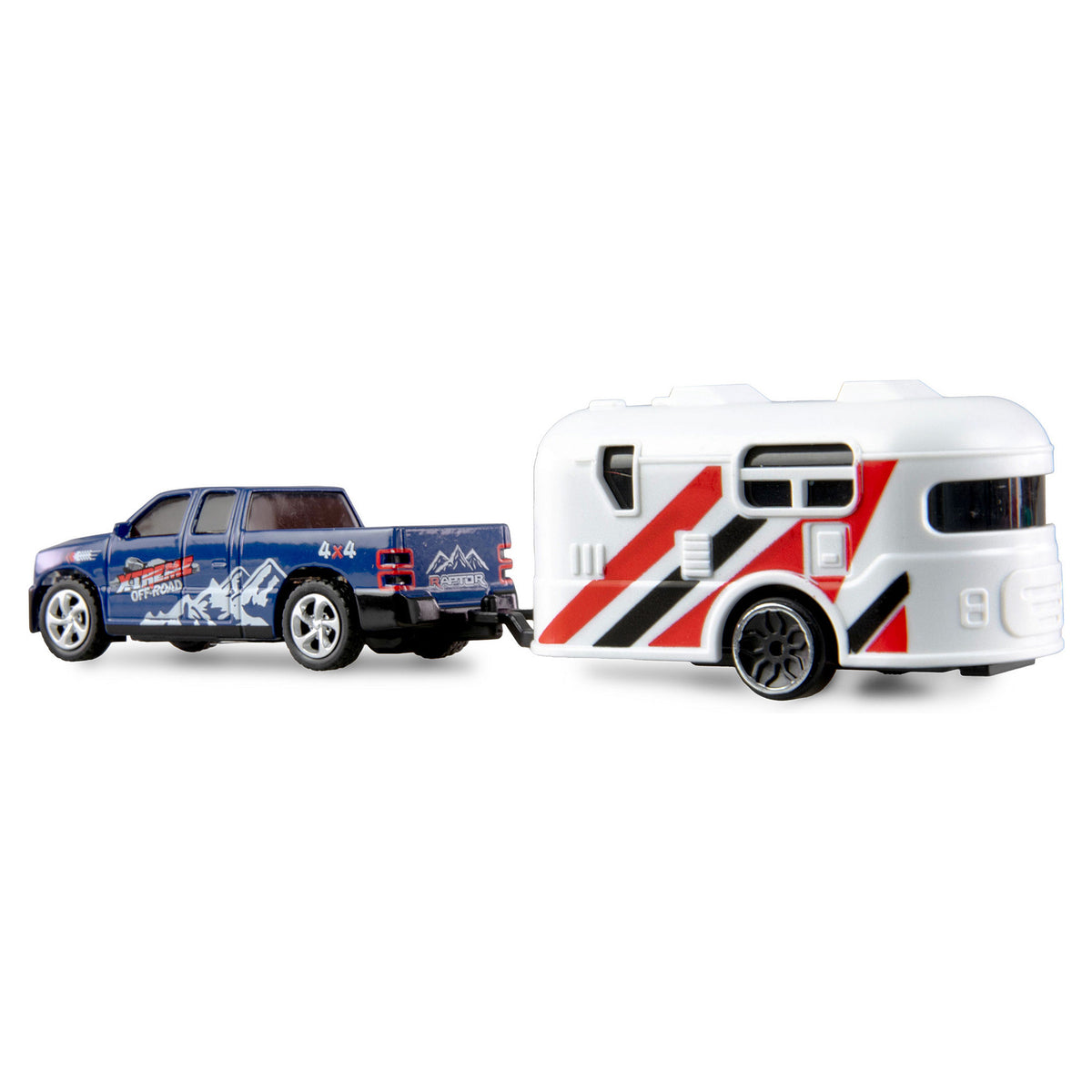 Amewi RC Pickup Die Cast mit Wohnwagen 1:64 RTR blau 6+