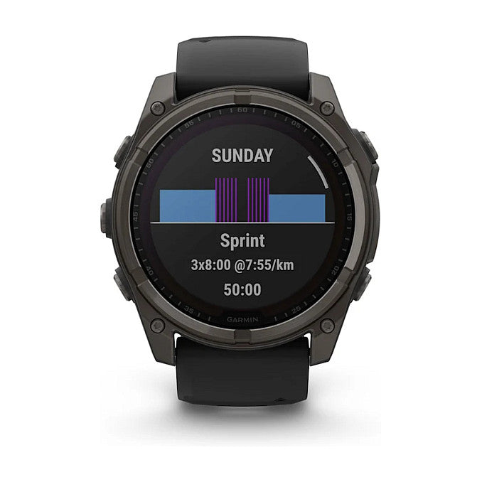 Garmin fenix 8 51mm Solar Graphit/Titan Carbongrau Silikon-Armband
