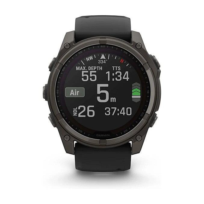 Garmin fenix 8 51mm Solar Graphit/Titan Carbongrau Silikon-Armband