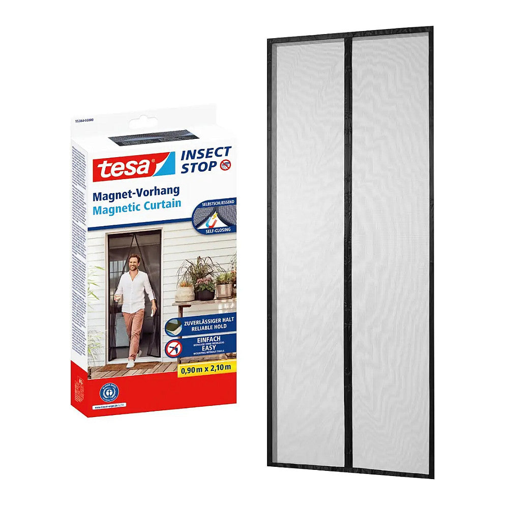 tesa Fliegengitter Insect Stop Magnetvorhang anthrazit 0,9 x 2,1 m