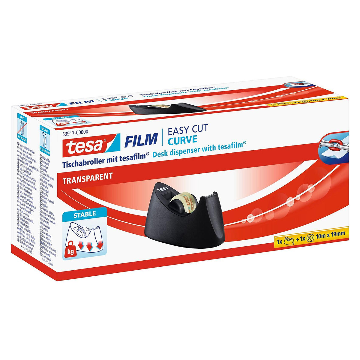 tesafilm Tischabroller Curve + 1 Rolle transparent