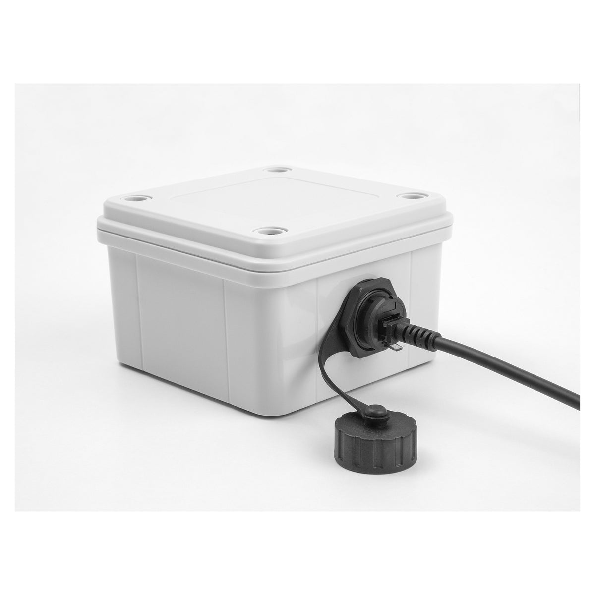 Kabelverbinder RJ12 Buchse zu RJ12 Buchse zum Einbau mit Verschlusskappe IP68 staub- und wasserdicht schwarz