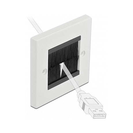 Kabelmanagement Abdeckblende 86 x 86 mm mit schwarzen Bürstenstreifen