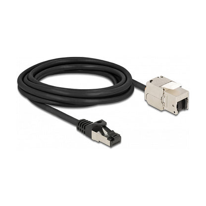 Kabel RJ45 Stecker zu Keystone Modul RJ45 Buchse Cat.6A 3 m schwarz