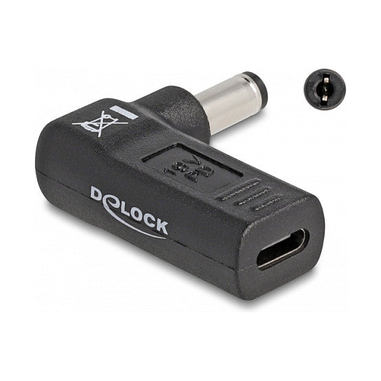 Adapter für Notebook Ladekabel USB Type-C™ Buchse zu 5,5 x 2,1 mm Stecker 90° gewinkelt
