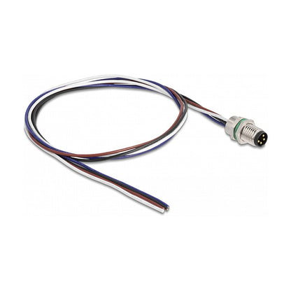 M8 Einbaukabel A-kodiert 4 Pin Stecker für Panel mit offenen Kabeln Front Montage 0,5 m
