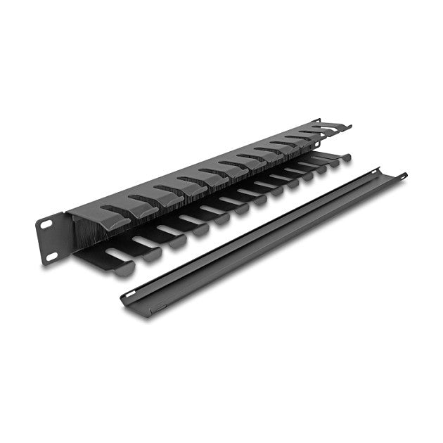 19" Kabelmanagement Rangierpanel mit Bürste und 2 Öffnungen 1 HE schwarz