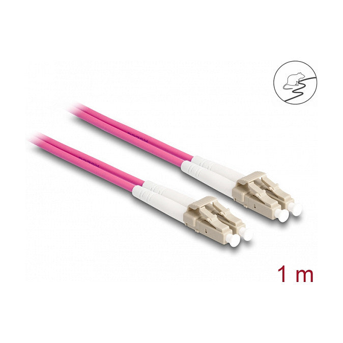 LWL Kabel mit Metallarmierung LC Duplex zu LC Duplex Multimode OM4 1 m