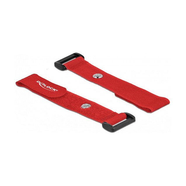 Klett-Kabelbinder mit Schlaufe und Befestigungsöse L 190 x B 25 mm rot 5 Stück