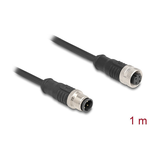 M12 Kabel D-kodiert 4 Pin Stecker zu Buchse PVC 1 m