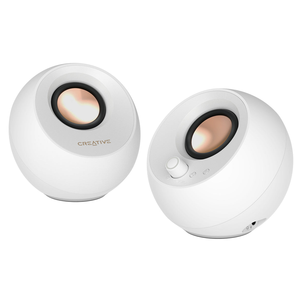 Creative Labs Pebble Pro (wei, Klinke, USB-A/C, Bluetooth, Digitalverstrker, RGB-Beleuchtung)
